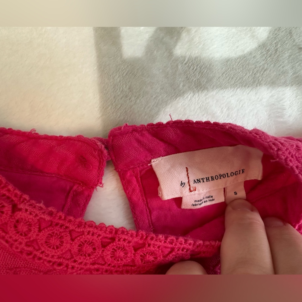 Anthropologie Fuchsia Lace Blouse - Picture 6 of 14